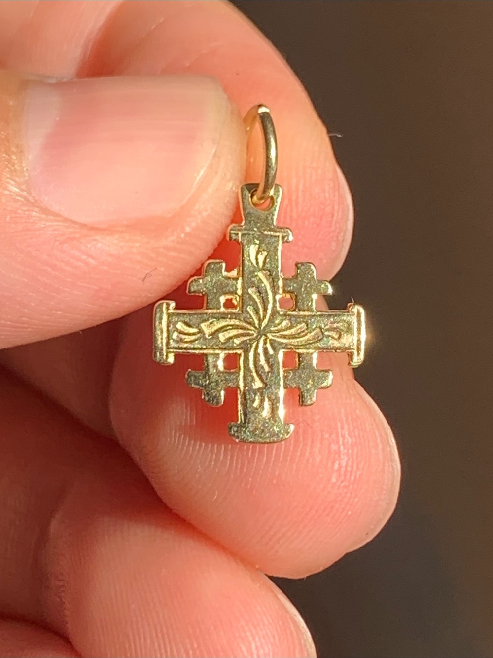 14k Gold Cross Pendant Charm